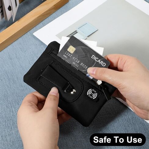 RFID Blocking Clip Stash Pocket, Ultra Thin Anti-Theft Travel Pouch, Compact Hidden Travel Belt Wallet for Cards & Cash Pickpocket Hidden Clips Stash Credit Card Holder for Everyday Carry Traveling in Kuwait