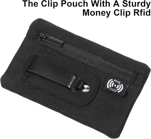 RFID Blocking Clip Stash Pocket, Ultra Thin Anti-Theft Travel Pouch, Compact Hidden Travel Belt Wallet for Cards & Cash Pickpocket Hidden Clips Stash Credit Card Holder for Everyday Carry Traveling in Kuwait