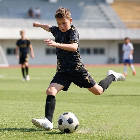 Boys Football Jersey Set,#7 Short Sleeve Football Training Jersey with Shorts,Golden Dragon Youth Sports Set in Kuwait
