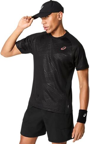 ASICS Men's Match Short Sleeve TOP Night Energy Tennis Apparel in Kuwait