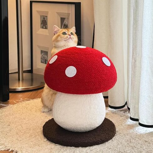 Mushroom cat Scratcher, Cute Cat Scratching Post, Durable Sisal Rope Cat Scratching Board, Kitten Tree, Cat Toy for Cats to Play and Care for Their Claws, No Assembly Required in Saudi Arabia