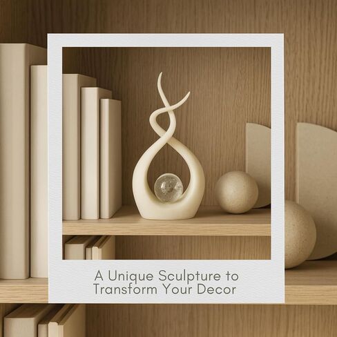 Statuary Decorative Sculpture with Crystal-Clear Glass Orb – Polyresin & Glass Modern Home Decor, Decorative Object – Contemporary Shelf Art & Coffee Table Decor for Living Room & Office – 12", White in Saudi Arabia