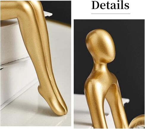Prettidecor Gold Home Decor Thinker Statue Accents, Set of 3 Thinker Sculptures Office Decor Modern Abstract Resin Decoration on Shelf Table Desk for Living Room Office Bedroom (Gold, Large) in Saudi Arabia