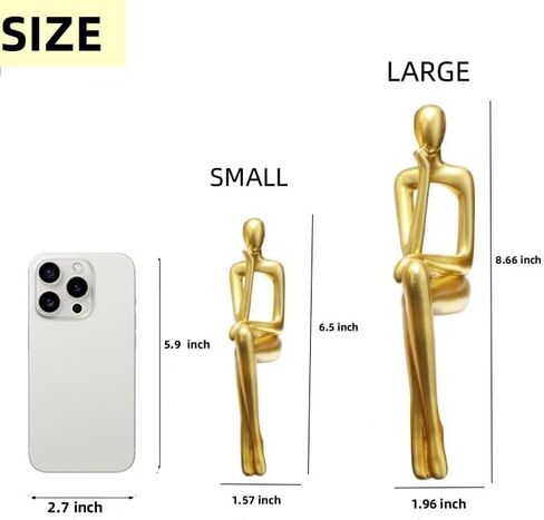 Prettidecor Gold Home Decor Thinker Statue Accents, Set of 3 Thinker Sculptures Office Decor Modern Abstract Resin Decoration on Shelf Table Desk for Living Room Office Bedroom (Gold, Large) in Saudi Arabia