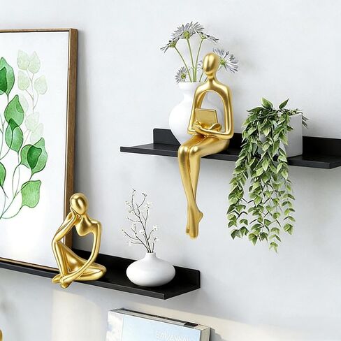 Prettidecor Gold Home Decor Thinker Statue Accents, Set of 3 Thinker Sculptures Office Decor Modern Abstract Resin Decoration on Shelf Table Desk for Living Room Office Bedroom (Gold, Large) in Saudi Arabia