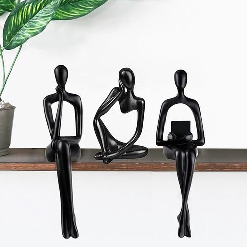 Prettidecor Gold Home Decor Thinker Statue Accents, Set of 3 Thinker Sculptures Office Decor Modern Abstract Resin Decoration on Shelf Table Desk for Living Room Office Bedroom (Gold, Large) in Saudi Arabia
