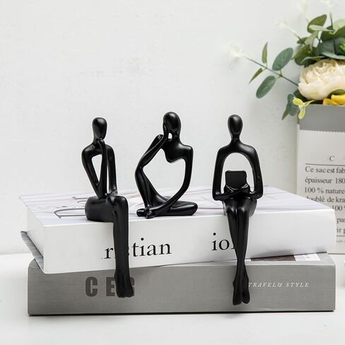 Prettidecor Gold Home Decor Thinker Statue Accents, Set of 3 Thinker Sculptures Office Decor Modern Abstract Resin Decoration on Shelf Table Desk for Living Room Office Bedroom (Gold, Large) in Saudi Arabia