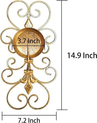 Vintage Gold Wall Candle Sconces Set of 2 - Rustic Iron Wall Mounted Candle Holders for Pillar Candles, Decorative Wall Sconce for Bathroom, Living Room, Bedroom, Fireplace Mantel, Farmhouse in Saudi Arabia
