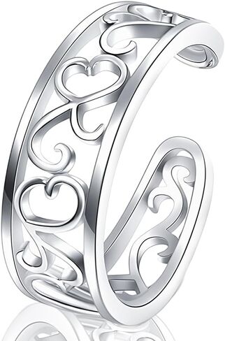 Silver Toe Rings for Women Non Tarnish Adjustable Open Band Toe Ring Summer Beach Toe Rings Foot Jewelry in Saudi Arabia