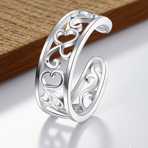 Silver Toe Rings for Women Non Tarnish Adjustable Open Band Toe Ring Summer Beach Toe Rings Foot Jewelry in Saudi Arabia