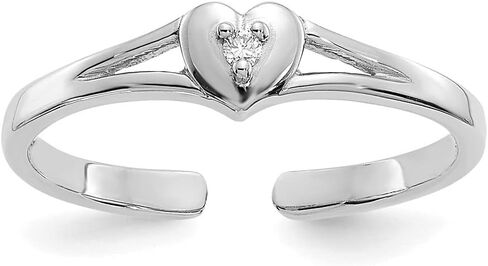 Sonia Jewels Solid Real 14k White Gold .01ct Diamond Heart Toe Ring Adjustable in Kuwait