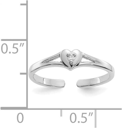 Sonia Jewels Solid Real 14k White Gold .01ct Diamond Heart Toe Ring Adjustable in Kuwait