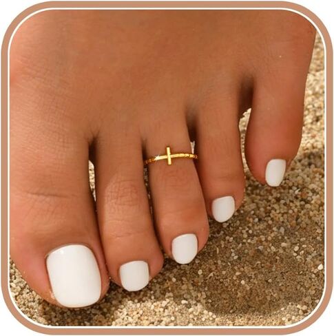925 Sterling Silver Toe Ring for Women,14K Gold Plated Dainty Adjustable Cross Toe Rings to Daughter Minimalist Faith Christian Stackable Toe Rings Hypoallergenic Foot Summer Beach Foot Jewelry for Friends in Saudi Arabia