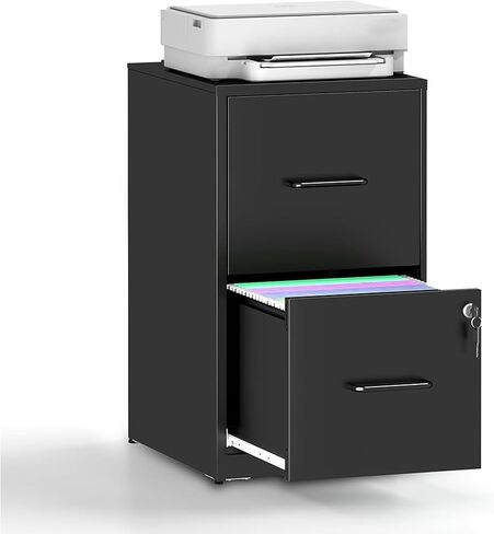 3 Drawer File Cabinet with Lock and Card Slot, Steel Vertical Filing Cabinets for Home Office, Small Metal File Cabinets for Hanging Legal Letter Size Files, Assembly Required(Black) in Saudi Arabia