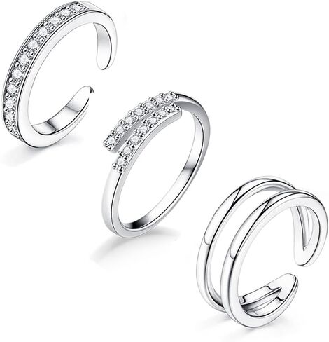 MOZAKA 3Pcs Toe Rings for Women Non Tarnish - Adjustable 14K Gold Plated Toe Ring Silver Dainty Open Toe Rings Set Waterproof Summer Beach Foot Jewelry in Kuwait
