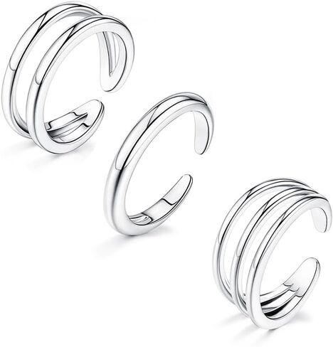 MOZAKA 3Pcs Toe Rings for Women Non Tarnish - Adjustable 14K Gold Plated Toe Ring Silver Dainty Open Toe Rings Set Waterproof Summer Beach Foot Jewelry in Kuwait
