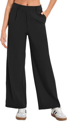 Oyamiki Women's Business Casual High Waisted Dress Pants with Pockets Wide Leg Work Pants Trousers Fashion Fall Outfits in Saudi Arabia