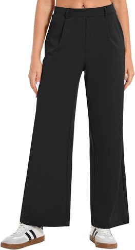 Oyamiki Women's Business Casual High Waisted Dress Pants with Pockets Wide Leg Work Pants Trousers Fashion Fall Outfits in Saudi Arabia