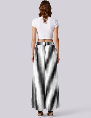 TARSE Women's Linen Palazzo Pants 2026 Wide Leg High Waisted Printed Flowy Pleated Casual Dressy Trousers with Pockets in Kuwait