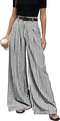 TARSE Women's Linen Palazzo Pants 2026 Wide Leg High Waisted Printed Flowy Pleated Casual Dressy Trousers with Pockets in Kuwait