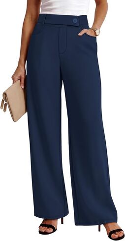 Sampeel Womens Pants Dress Work Slacks with Pockets High Waist Wide Leg Stretchy Pull On Business Casual Outfits in Kuwait
