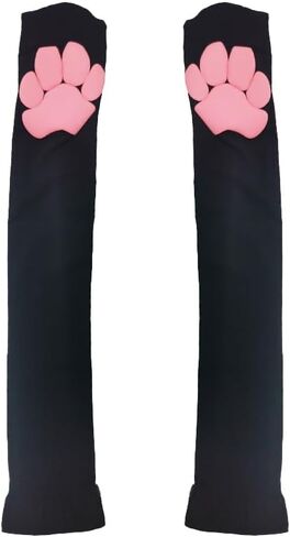 VIGUEUR Cat Paw Thigh High Socks, Cute Soft Toe Beans Kitten Claw Pad Design, Black in Kuwait
