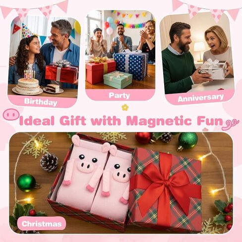 FunisFun Pig Socks with Magnetic Holding Hands Cute 3D Funny Animal Crazy Socks for Women Teen Girls in Saudi Arabia