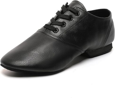 Lace Up Jazz Dance Shoes Lether Split Sole Jazz Dance Shoe for Women Adult, Black in Saudi Arabia