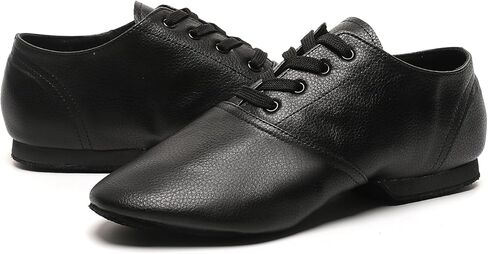 Lace Up Jazz Dance Shoes Lether Split Sole Jazz Dance Shoe for Women Adult, Black in Saudi Arabia