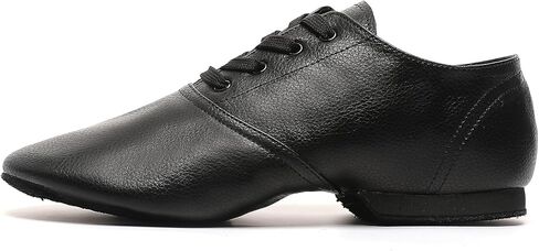 Lace Up Jazz Dance Shoes Lether Split Sole Jazz Dance Shoe for Women Adult, Black in Saudi Arabia
