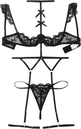 Avidlove Sexy Underwire Floral Lace Sheer Lingerie Set For Women Bra And Panty Garter Lingerie Sets in Saudi Arabia