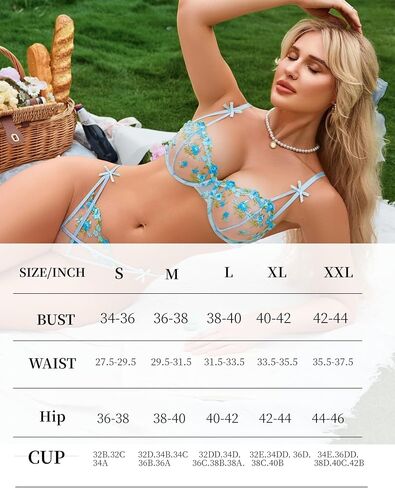 Avidlove ملابس داخلية مثيرة للنساء مجموعة ملابس داخلية Underwire مجموعة حمالة صدر ولباس داخلي مطرزة بشكل لطيف in Kuwait