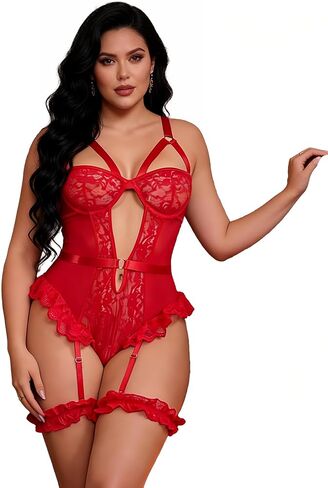 الدانتيل الملابس الداخلية تيدي المفاجئة المنشعب كشكش ارتداءها مثير بيبي دول Underwire مع العصابات الفخذ قطعة واحدة Nightie in Kuwait