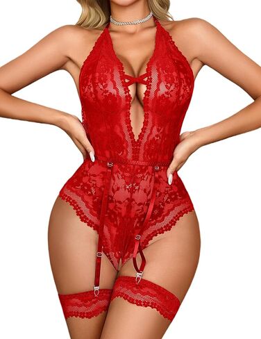 مجموعة ملابس داخلية Avidlove Deep V Teddy للنساء من الدانتيل in Kuwait