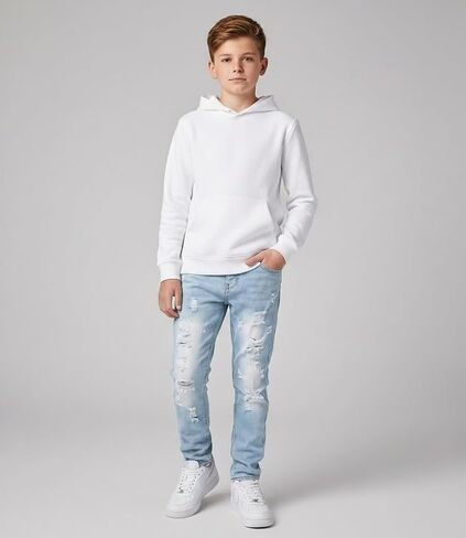 Boy's Ripped Jeans 3-Pack Stacked Skinny Fit Destroyed Distressed Fashion Comfy Denim Jeans Pants US 8-16 in Saudi Arabia
