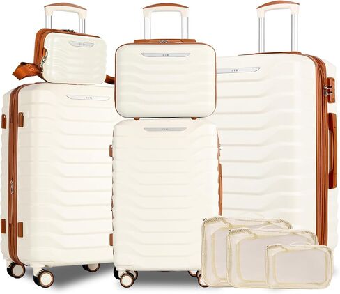 UUH 8 Piece Luggage Set, Expandable Hardshell Suitcase Set with TSA Lock, 8/14/20/24/28 Inch Lightweight Travel Luggage with 360° Double Spinner Wheels Suitcases for Family Travel Space Blue in Kuwait