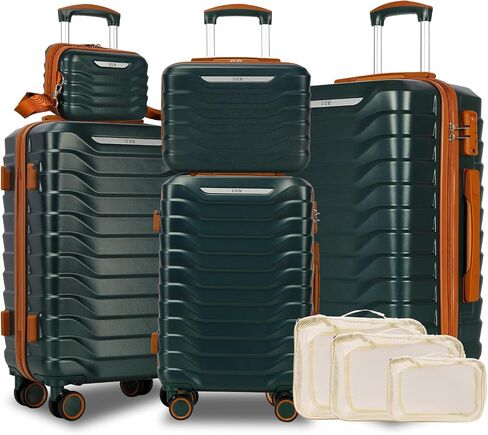 UUH 8 Piece Luggage Set, Expandable Hardshell Suitcase Set with TSA Lock, 8/14/20/24/28 Inch Lightweight Travel Luggage with 360° Double Spinner Wheels Suitcases for Family Travel Space Blue in Kuwait
