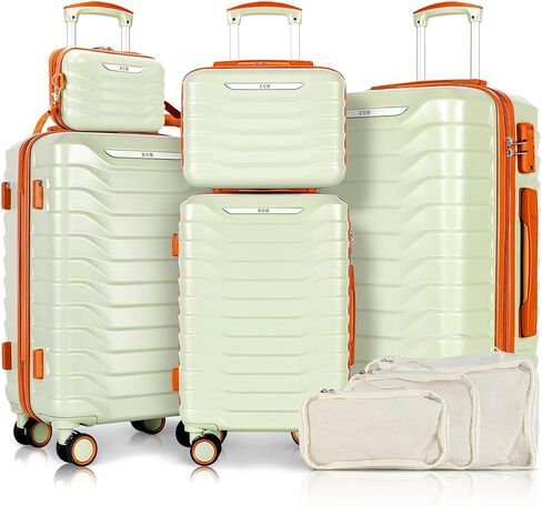 UUH 8 Piece Luggage Set, Expandable Hardshell Suitcase Set with TSA Lock, 8/14/20/24/28 Inch Lightweight Travel Luggage with 360° Double Spinner Wheels Suitcases for Family Travel Space Blue in Kuwait