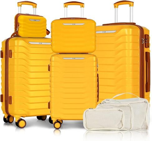 UUH 8 Piece Luggage Set, Expandable Hardshell Suitcase Set with TSA Lock, 8/14/20/24/28 Inch Lightweight Travel Luggage with 360° Double Spinner Wheels Suitcases for Family Travel Space Blue in Kuwait