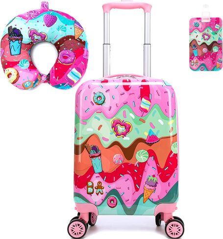 Kid's Luggage Set 2 Piece Suitcase Set 16" Hardside Luggage with Spinner Wheels Girls Carry on Toddler Travel Rolling Suitcase in Saudi Arabia