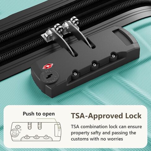 3 Piece Hardshell Luggage Sets - Expandable Lightweight Durable Suitcase Set (20", 24", 28"), 3 Pcs Hard Shell Checked Travel Luggage Sets with TSA Lock, 360° Spinner Wheels (Green) in Saudi Arabia