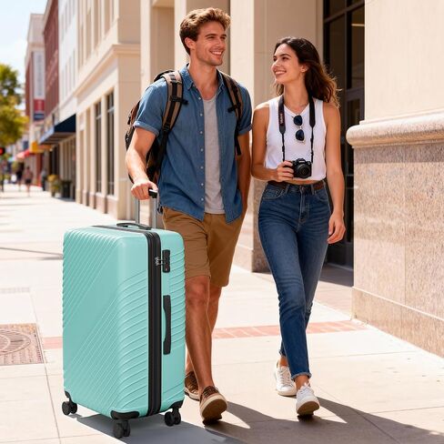 3 Piece Hardshell Luggage Sets - Expandable Lightweight Durable Suitcase Set (20", 24", 28"), 3 Pcs Hard Shell Checked Travel Luggage Sets with TSA Lock, 360° Spinner Wheels (Green) in Saudi Arabia