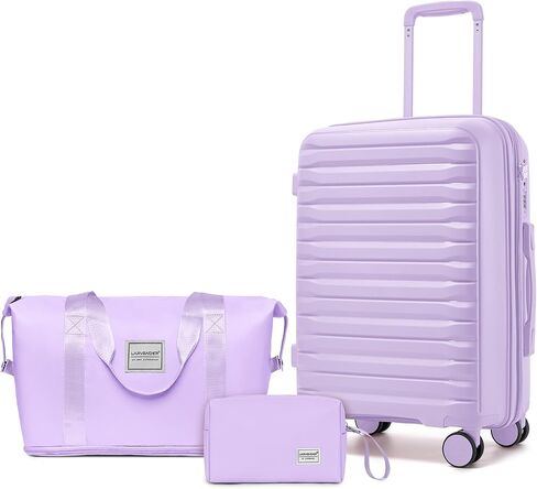 LARVENDER Luggage Sets 3 Piece, Expandable Hardside PP Carry On Luggage Suitcase with 360° Spinner Wheels TSA Lock Suitcase Set for Women Men, Lavender in Saudi Arabia