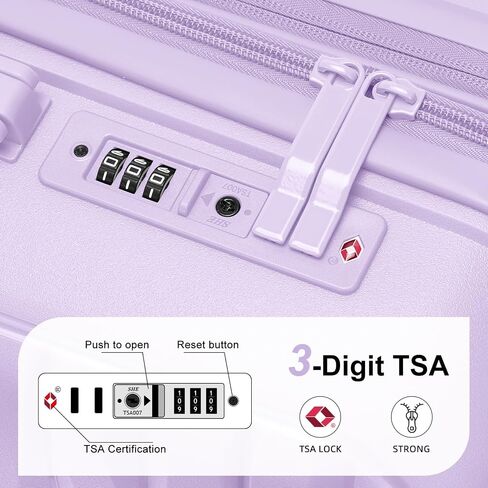 LARVENDER Luggage Sets 3 Piece, Expandable Hardside PP Carry On Luggage Suitcase with 360° Spinner Wheels TSA Lock Suitcase Set for Women Men, Lavender in Saudi Arabia