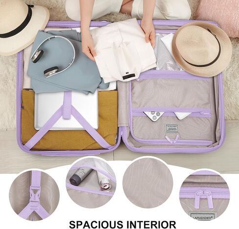 LARVENDER Luggage Sets 3 Piece, Expandable Hardside PP Carry On Luggage Suitcase with 360° Spinner Wheels TSA Lock Suitcase Set for Women Men, Lavender in Saudi Arabia