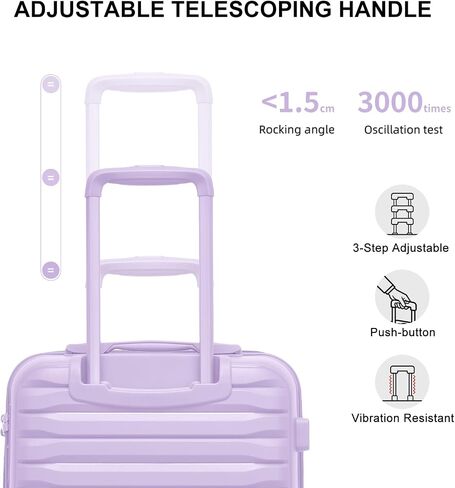 LARVENDER Luggage Sets 3 Piece, Expandable Hardside PP Carry On Luggage Suitcase with 360° Spinner Wheels TSA Lock Suitcase Set for Women Men, Lavender in Saudi Arabia