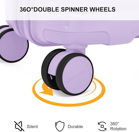 LARVENDER Luggage Sets 3 Piece, Expandable Hardside PP Carry On Luggage Suitcase with 360° Spinner Wheels TSA Lock Suitcase Set for Women Men, Lavender in Saudi Arabia