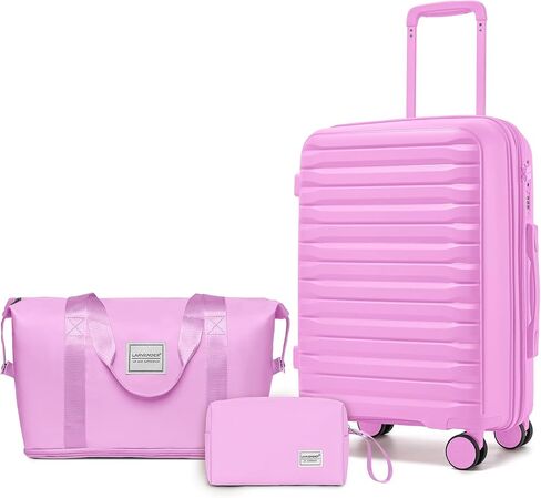 LARVENDER Luggage Sets 3 Piece, Expandable Hardside PP Carry On Luggage Suitcase with 360° Spinner Wheels TSA Lock Suitcase Set for Women Men, Lavender in Saudi Arabia