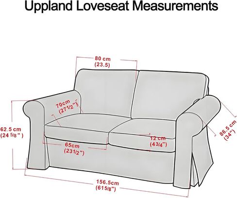 MASTERS OF COVERS UPPLAND Loveseat Cover Replacment Slipcover Made for IKEA UPPLAND Loveseat Slipcover (Not Ektorp)-Not Include Sofa-White in Saudi Arabia