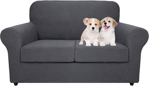 MAXIJIN 4 Piece Couch Covers for 3 Cushion Couch Super Stretch Sofa Cover for Dogs Pet Proof Fitted Furniture Protector Spandex Jacquard Non Slip Magic Couch Slipcover Washable (Large, Light Gray) in Saudi Arabia